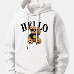Hello Sunglasses Bear Print Relax Fit Hoodie