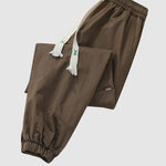 Men's Drawstring Pocketed Cuffed Casual Cargo Pants