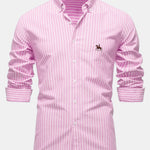 Cowboy Embroidery Cotton Oxford Stripe Shirt