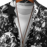 Skull Floral Print Button Up Shirt
