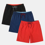 3 Pieces Contrast Waistband Swim Shorts