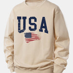 USA Flag Print Relax Fit Sweatshirt