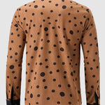 Men's corduroy retro casual polka dot print long sleeve shirt