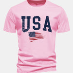 Regular Fit USA Flag Print Cotton T-Shirt