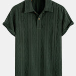 Knitted Geometric Rhombus Jacquard Polo & Straight Leg Ribbed Pants