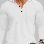 Men's waffle Henry hooded long-sleeved shirts