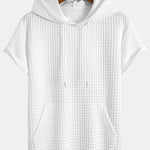 Kangaroo Pocket Waffle Hooded T-Shirt & Drawstring Waffle Jogger Pants