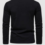 Men's Solid Color Henley V-Neck Long Sleeve Casual T-Shirt
