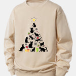 Christmas Cats Print Relax Fit Sweatshirt