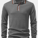 Long Sleeve Twist Jacquard Polo Shirt