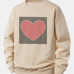 Striped Heart Print Relax Fit Sweatshirt