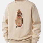 Dachshund Wearing Sweater Print Relax Fit Sweatshirt