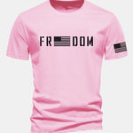 Regular Fit American Flag Freedom Print Cotton T-Shirt