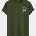 Cat Dad Print Cotton Arc Hem T-Shirt