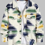 Men's Colorful Single Pocket Tie-Dye Fly Fluffy buttons Jacket