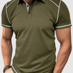 Men's half-button color-blocking casual lapel short-sleeved polo