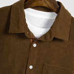 Men's Corduroy Contrast Button-Down Casual Long Sleeve Shirt