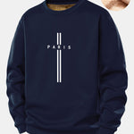 Paris Stripe Print Teddy Fleece Lined Sweatshirt