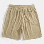 Striped Towelling Texture Arc Hem T-Shirt & Shorts