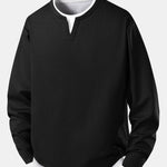 2 Pieces Relax Fit 2 In 1 Notched Collar Textured T-Shirt