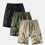 3 Pieces Solid Drawstring Cargo Shorts