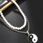 Yin Yang Bagua Pearl Pendant Couple Necklaces 2Pcs/set