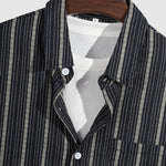 Men's Vintage Striped Buttoned Casual Long Sleeve Shirt
