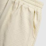 Men's geometric jacquard lapel short sleeve polo shorts set
