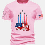 Regular Fit Fighter Jets With USA Flag Print Cotton T-Shirt