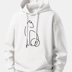 Cat Line Print Relax Fit Hoodie
