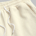 Mens Geometric Retro Jacquard Drawstring Shorts