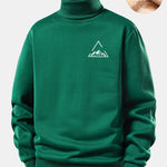 Mountain Print Teddy Fleece Lined Turtle Neck Sweatshirt