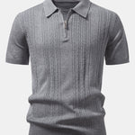 Twist Jacquard Knitted Zipper Polo Shirt