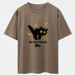 Electric Black Cat Print Drop Shoulder Oversize T-Shirt
