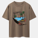 Hawaii Beach Print Drop Shoulder Oversize T-Shirt