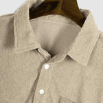 Men's Corduroy Half Button Short Sleeve Shirt Casual Shorts Set