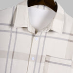 Men's retro textured plaid pocket short-sleeved shirt