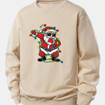Christmas Lights Santa Claus Print Relax Fit Sweatshirt