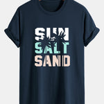 Regular Fit Sun Sand Palm Tree Print Cotton T-Shirt