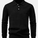 Long Sleeve Pineapple Textured Knit Polo Shirt