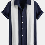 Linen Look Patchwork Bowling Shirt