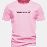 Regular Fit Never Give Up Print Cotton T-Shirt