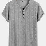Short Sleeve Jacquard Half Open Collar T-Shirt