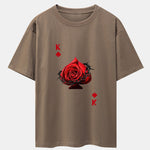 Rose K Print Drop Shoulder Oversize T-Shirt