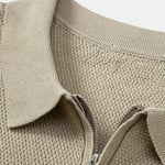 Textured Zip Up Knit Polo Shirt