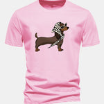 Regular Fit Headscarf Dachshund Print Cotton T-Shirt