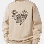 Leopard Heart Print Relax Fit Sweatshirt
