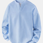 Relax Fit Waffle V Neck Sweatshirt