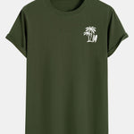 Palm Tree Print Cotton Arc Hem T-Shirt