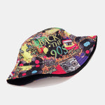 Retro 90s Graffiti Print Reversible Bucket Hat